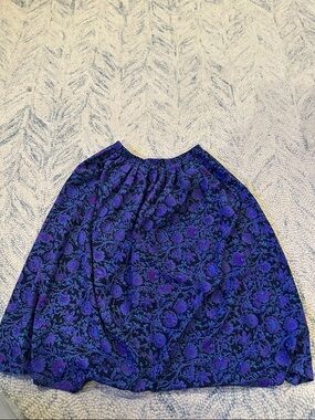 Leslie Fay Blue and Purple Floral Circle Skirt